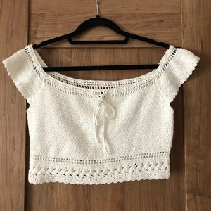 Crochet Off-the-shoulder Crop Top